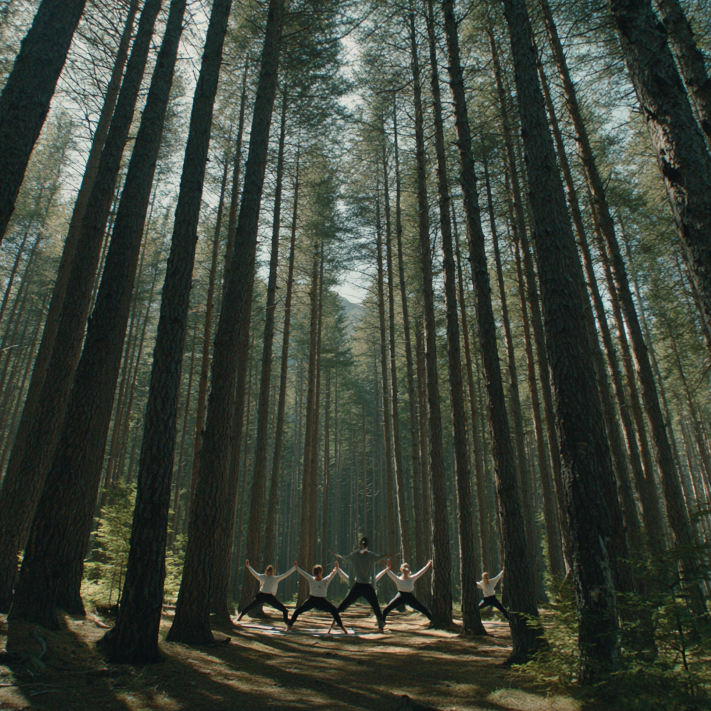 Мирна йога студио с растения и естествена светлина